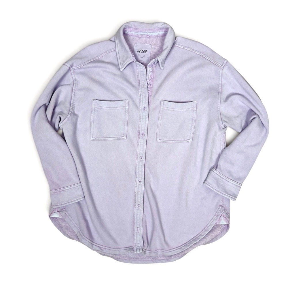 Aerie Shacket Shirt Size XS Lavender Oversized Layer Grunge Boho Lumberjane